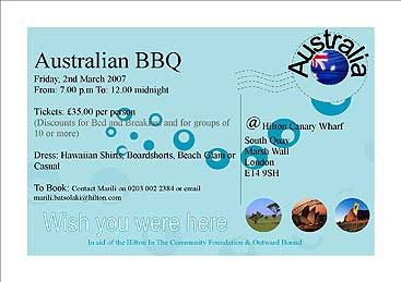 Australian BBQ - South Quay Marsh Wall LONDON