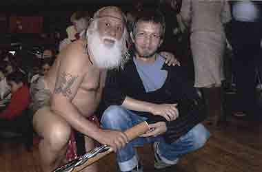 Francis and Mick at a festival at Cornwall