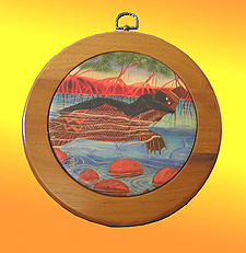 Cedar Wooden Frame and Ceramic Tile - Brining of Life By Colin Isaacs. $36.50