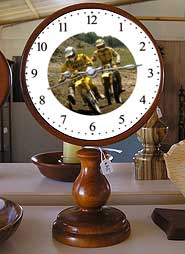 Cedar Mantel Design, 6" family photo in clock decal and clock movement - $63