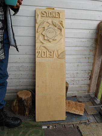 Carving of a Logo by Koori Artist Colin Isaacs