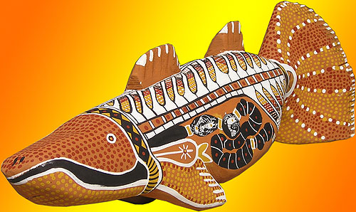 Carved fish by Koori artist Colin Isaacs