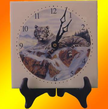 Square Tile Clock - Siberian Tiger Image $25