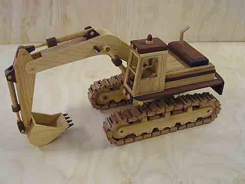 Excavator wooden model